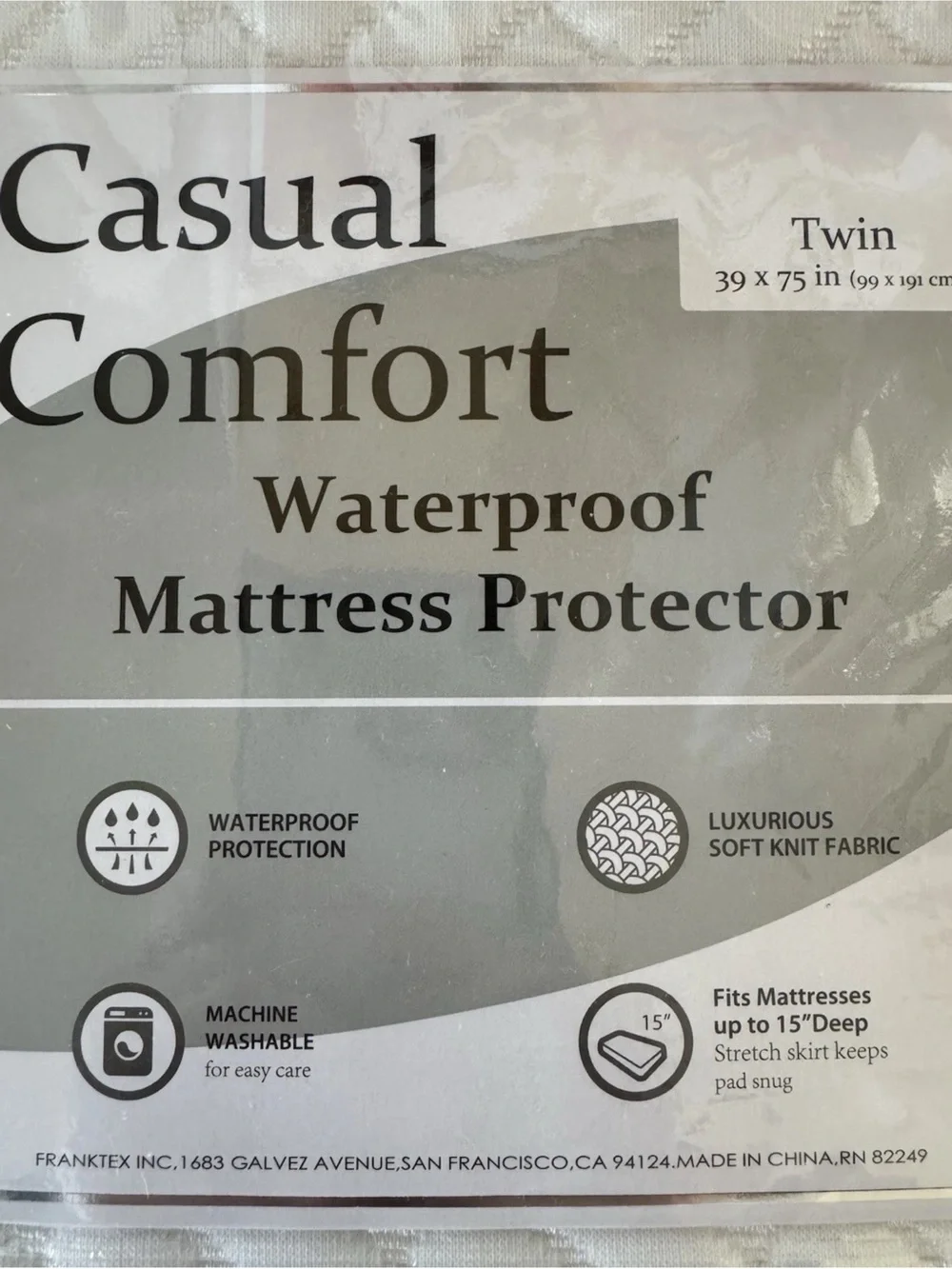 Waterproof Twin Mattress Protector - White